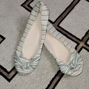 Cream and black stripped flats